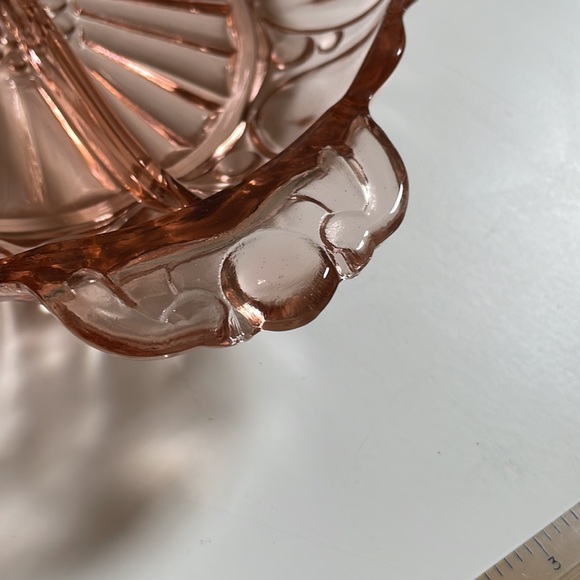 Vintage pink depression glass oval divided serving dish. - Picture 3 of 3